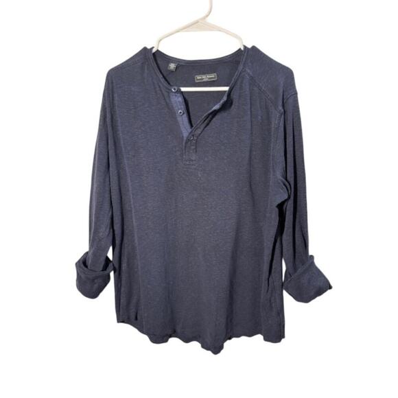Saks Fifth Ave Navy Blue Henley Longsleeve Top Size M - Picture 1 of 6